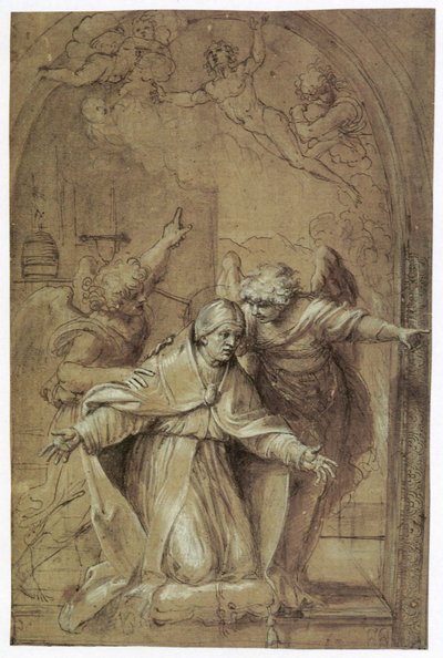 Sint Gregorius bidt voor zielen in het vagevuur door Annibale Carracci